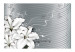 Wall Mural Fantasy with ornaments - white lilies on a grey geometric background 97181 additionalThumb 1