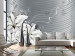 Wall Mural Fantasy with ornaments - white lilies on a grey geometric background 97181
