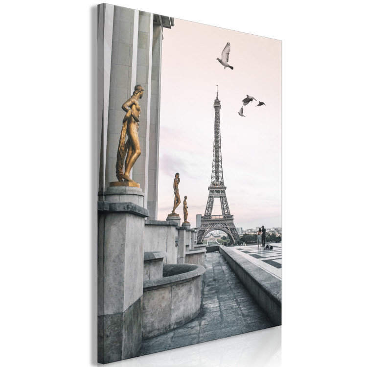 Canvas Birds over the city - black-white photo with Eiffel Tower in offset 132291 additionalImage 2