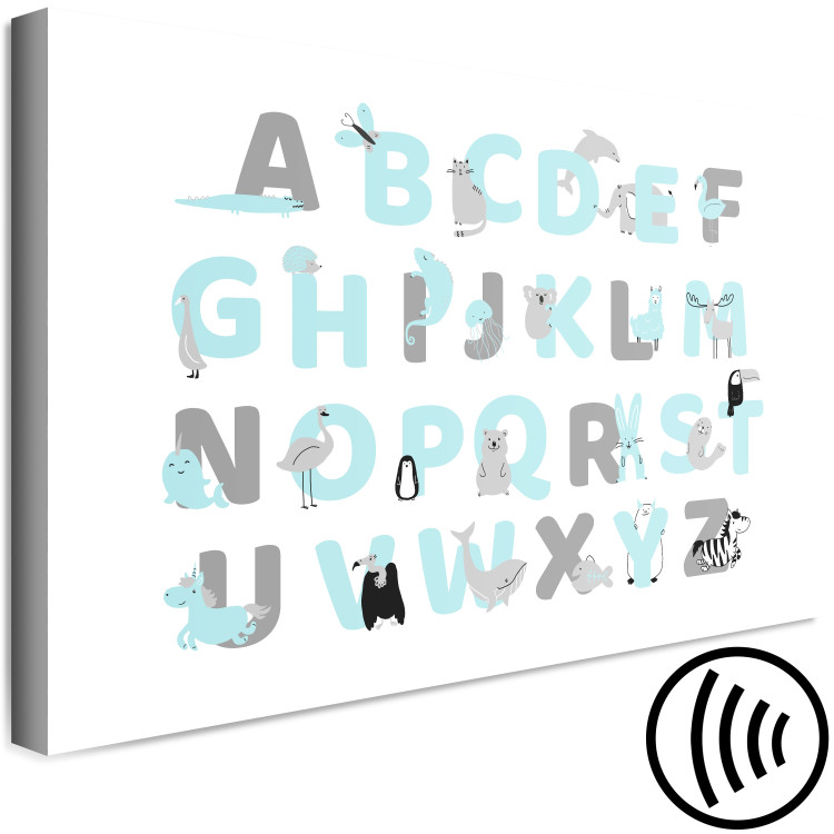Canvas English Alphabet for Children - Blue and Gray Letters with Animals 146491 additionalImage 6