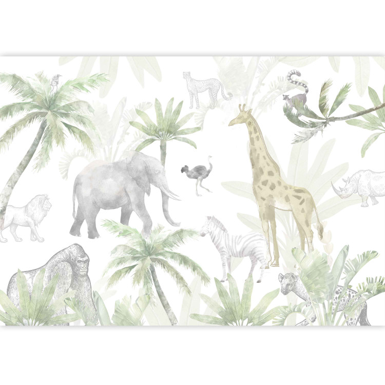 Wall Mural Tropical Safari - Wild Animals in Pastel Colors 146591 additionalImage 3