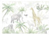 Wall Mural Tropical Safari - Wild Animals in Pastel Colors 146591 additionalThumb 1