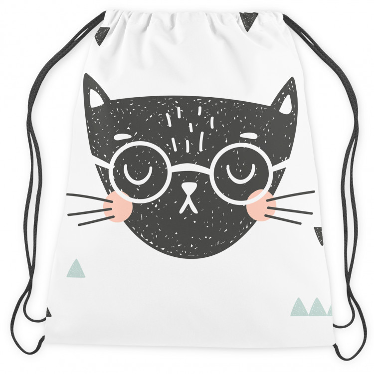 Backpack The face of a cat - animal and triangles on black and white background 147691 additionalImage 2