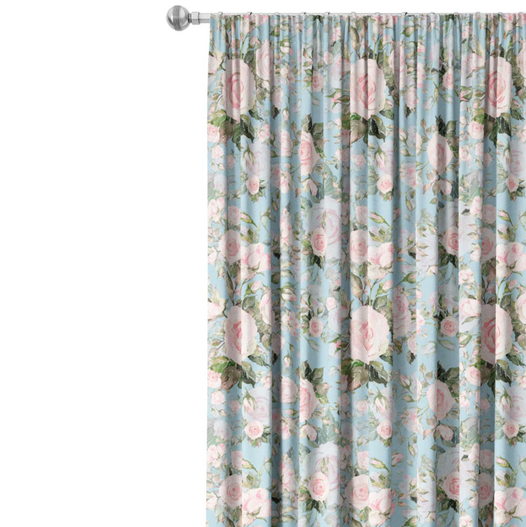 Decorative Curtain Elusive painting - roses in cottagecore style on blue background 147202 additionalImage 5