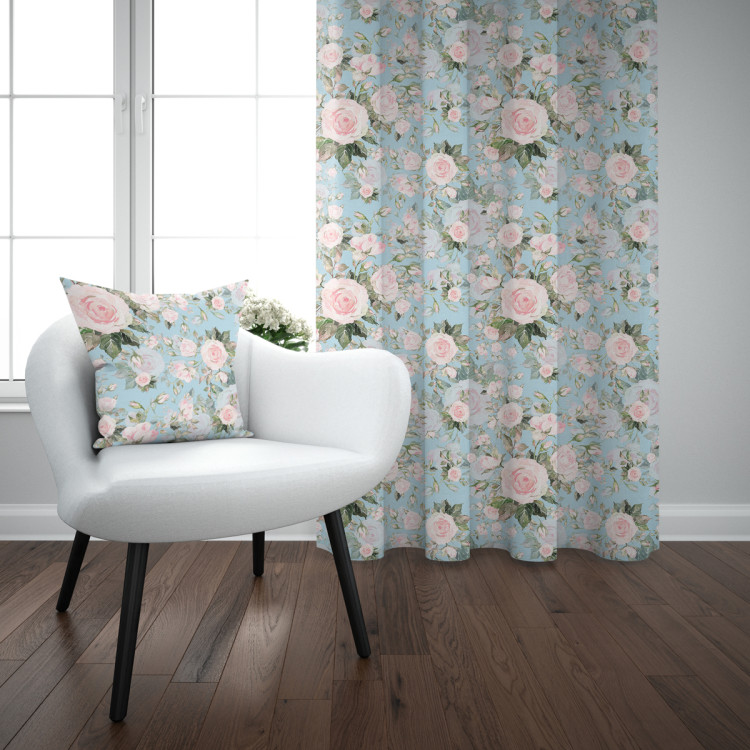 Decorative Curtain Elusive painting - roses in cottagecore style on blue background 147202 additionalImage 7
