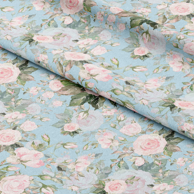 Decorative Curtain Elusive painting - roses in cottagecore style on blue background 147202 additionalImage 3