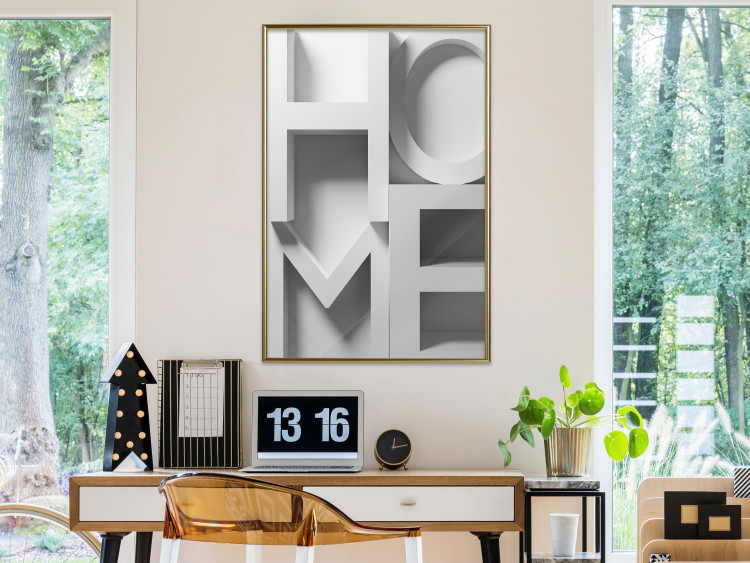 Poster Home in Grays - English texts with 3D effect on a light background 135512 additionalImage 10