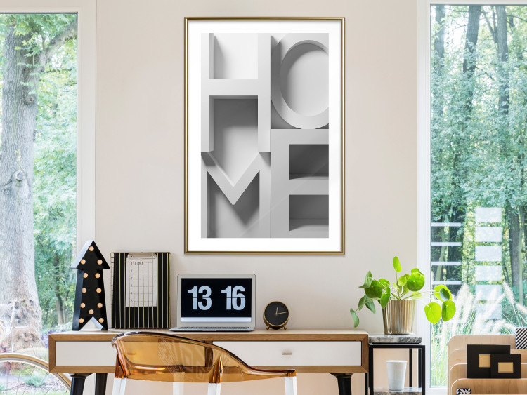 Poster Home in Grays - English texts with 3D effect on a light background 135512 additionalImage 8