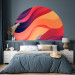 Round wallpaper Colorful Waves - Abstraction in Shades of Orange and Purple 151612 additionalThumb 2