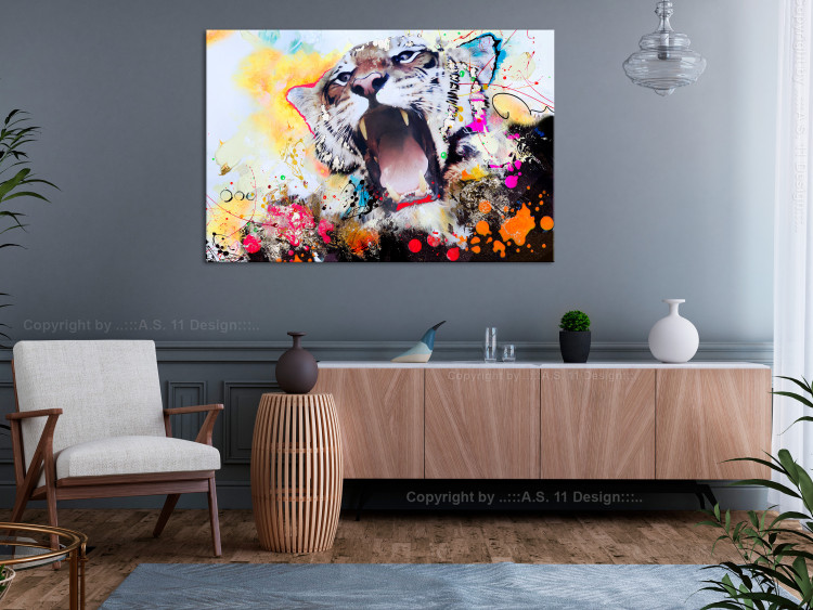 Canvas Pop Art Roar of Nature (1-part) - Animal in Explosion of Colors 114522 additionalImage 3