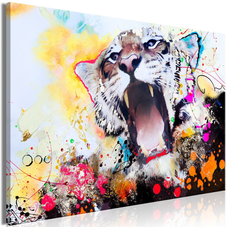 Canvas Pop Art Roar of Nature (1-part) - Animal in Explosion of Colors 114522 additionalImage 2