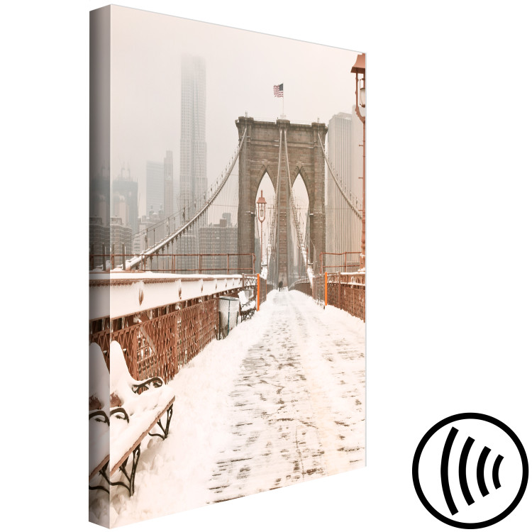 Canvas Brooklyn Bridge in snow and fog - New York City architecture photo 123822 additionalImage 6