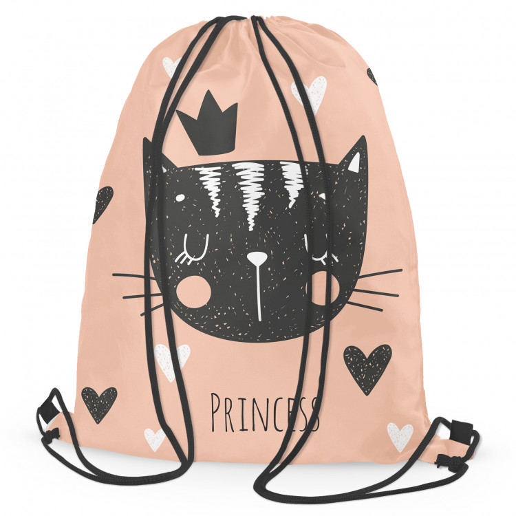 Backpack Cat princess - animal, crown, hearts and English word Princess 148522