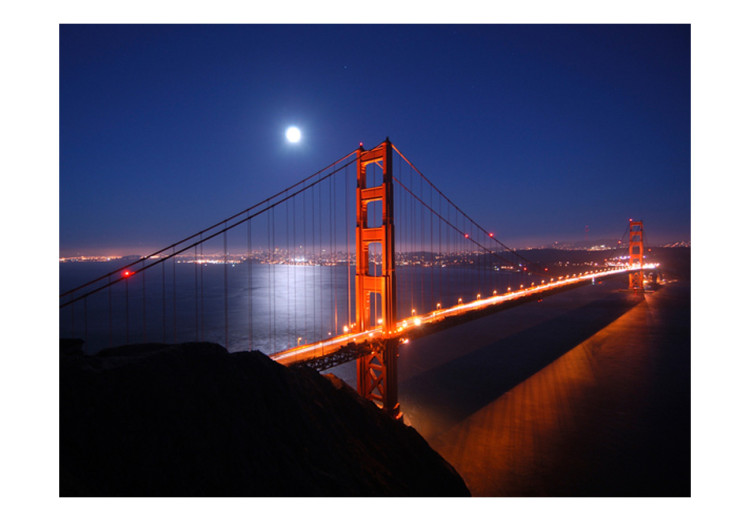 Wall Mural Urban architecture of San Francisco - Golden Gate Bridge with moon at night 97222 additionalImage 1