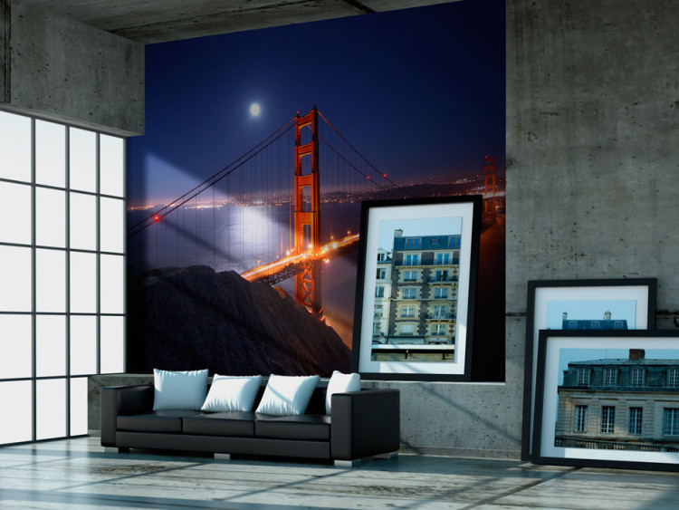 Wall Mural Urban architecture of San Francisco - Golden Gate Bridge with moon at night 97222