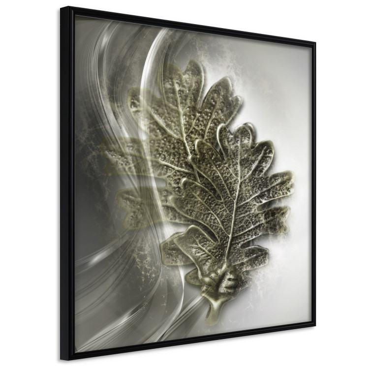 Poster Oak Leaf - botanical abstraction in waves and leaves on a silver background 120832 additionalImage 10