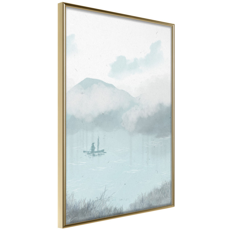 Poster Fishing in the Morning - Small Boat Against the Background of Misty Mountains 146132 additionalImage 6