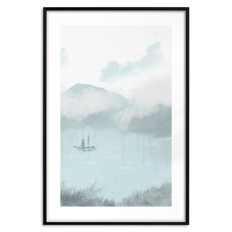 Poster Fishing in the Morning - Small Boat Against the Background of Misty Mountains 146132 additionalImage 19