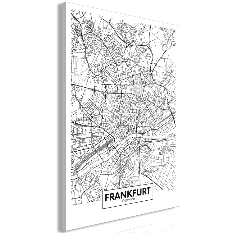 Canvas Frankfurt streets - black and white linear map of the German city 116342 additionalImage 2