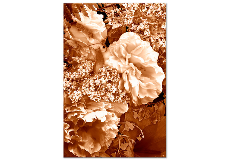 Canvas Autumn flowers in sepia - monochrome photo with a bouquet of flowers 123842