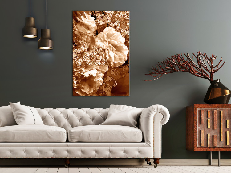 Canvas Autumn flowers in sepia - monochrome photo with a bouquet of flowers 123842 additionalImage 3
