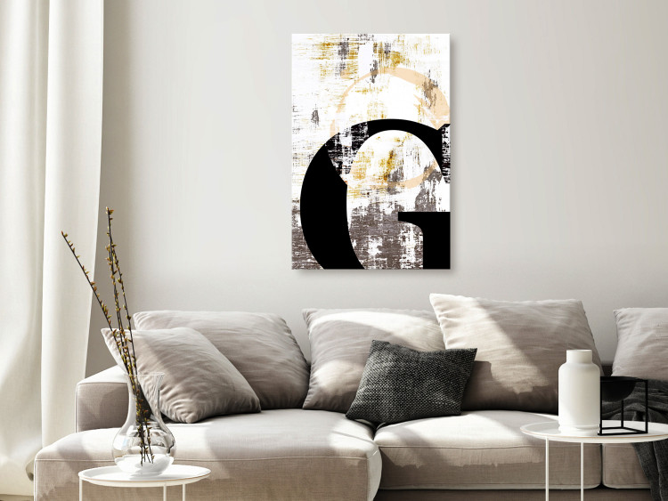 Canvas Black, capital letter G - abstraction with grey and white elements 127842 additionalImage 3