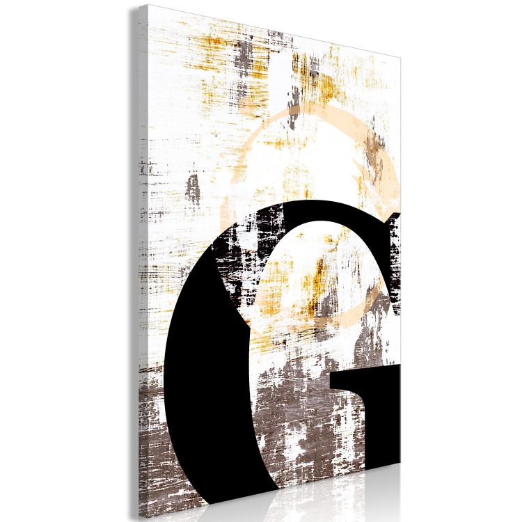 Canvas Black, capital letter G - abstraction with grey and white elements 127842 additionalImage 2