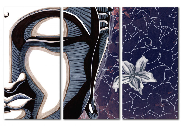 Canvas Triptych, Buddha and lotus flower 55642