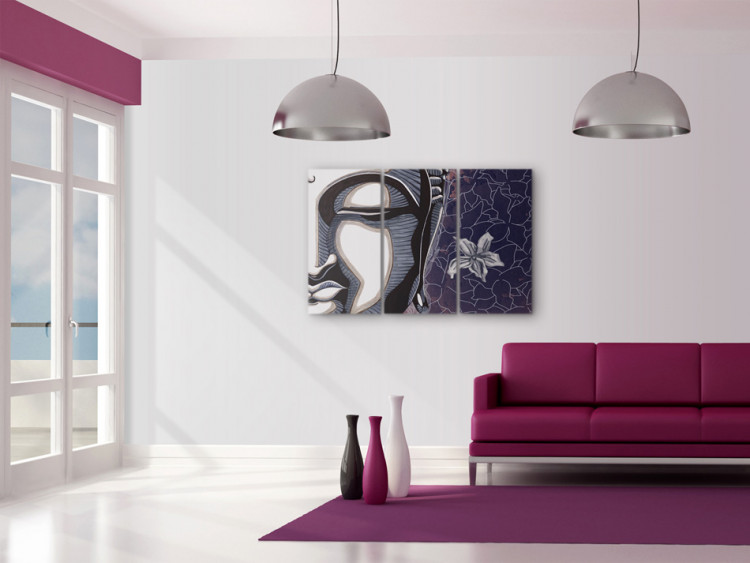 Canvas Triptych, Buddha and lotus flower 55642 additionalImage 3