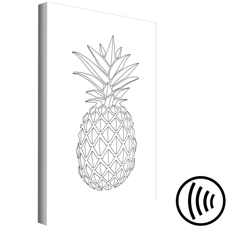 Canvas Black pineapple contours - minimalistic drawing on a white background 128352 additionalImage 6