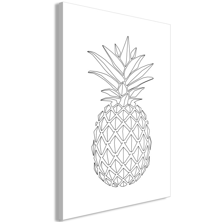 Canvas Black pineapple contours - minimalistic drawing on a white background 128352 additionalImage 2