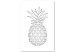 Canvas Black pineapple contours - minimalistic drawing on a white background 128352
