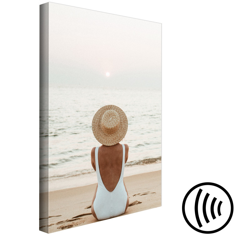 Canvas Woman in hat on the beach - Marine landscape with sunset 135852 additionalImage 6