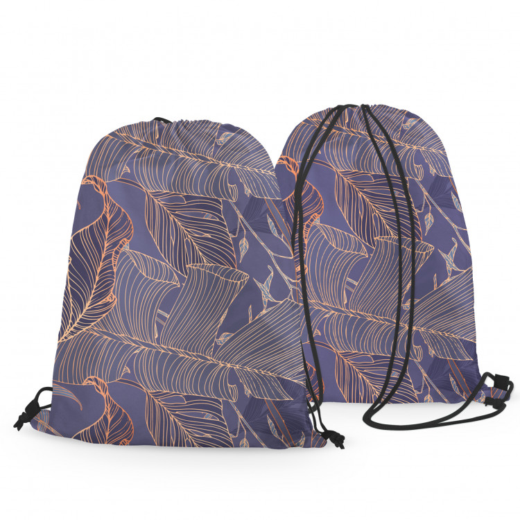 Backpack Gold leafing - graphic floral motif with leaves in linear art 147352 additionalImage 3