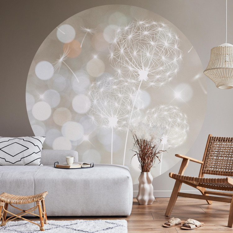 Round wallpaper Luminous Dandelions - Delicate Flowers in the Sunshine 149152 additionalImage 2