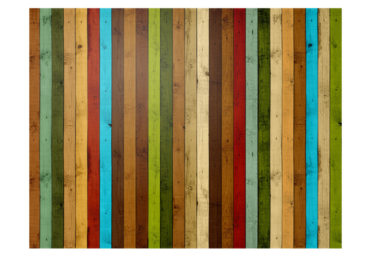 Wall Mural Wooden Rainbow - Design of painted colorful vertical wooden boards 61052 additionalImage 1