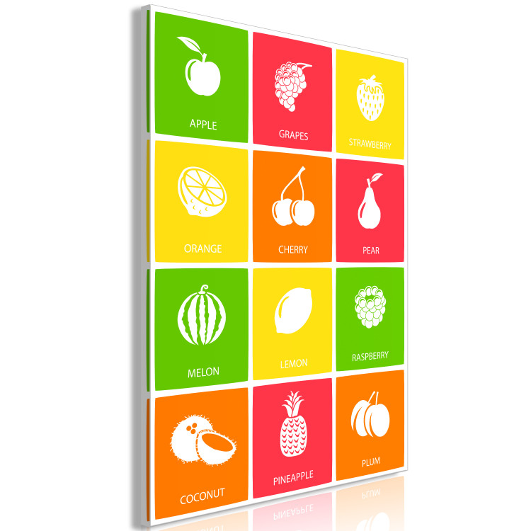 Canvas Fruit board - graphic with white icons and English names 123562 additionalImage 2
