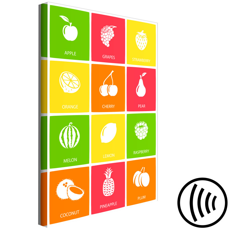 Canvas Fruit board - graphic with white icons and English names 123562 additionalImage 6