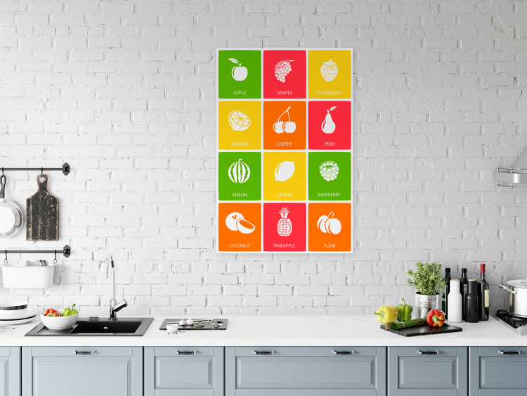 Canvas Fruit board - graphic with white icons and English names 123562 additionalImage 3