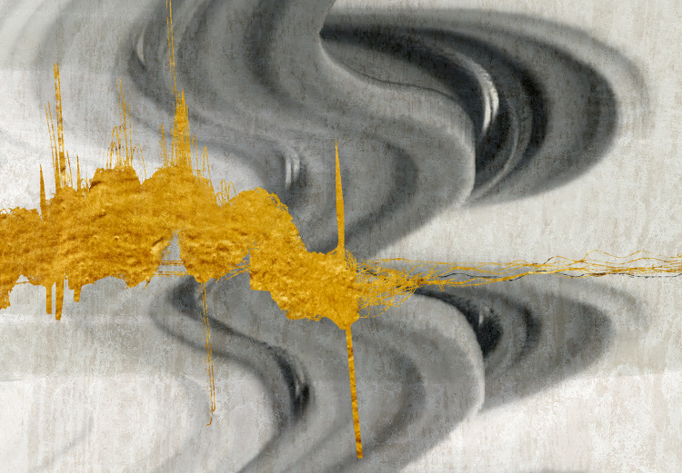 Canvas Golden rhythm - abstraction with a gold line in a black circle 134862 additionalImage 5