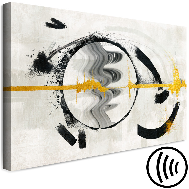 Canvas Golden rhythm - abstraction with a gold line in a black circle 134862 additionalImage 6