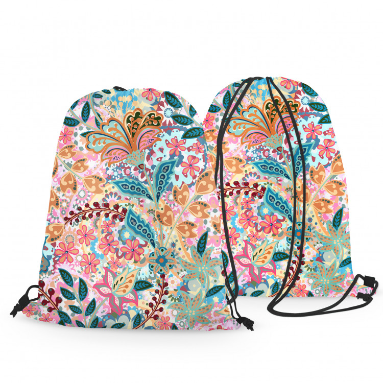 Backpack Paisley flowers - multicoloured floral composition in a graphic style 147362 additionalImage 3