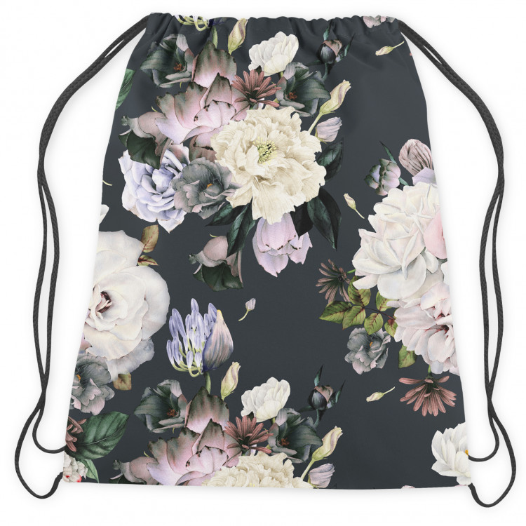 Backpack Stately bouquet - rose and peony flowers on black background 147462 additionalImage 2