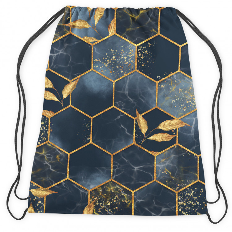 Backpack Geometry and leaves - composition in shades of blue and gold 147562 additionalImage 2