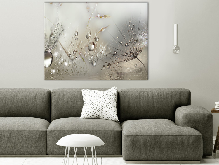 Canvas Summer in Beige Shades (1-part) - Drops of Nature on a Dandelion 114972 additionalImage 3