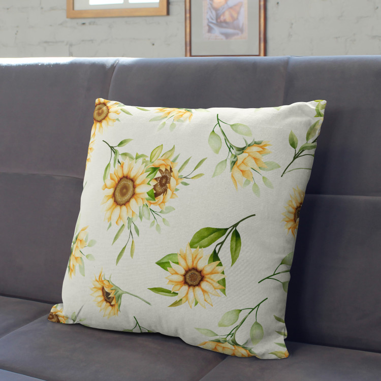 Decorative Microfiber Pillow Falling sunflowers - vintage style flower arrangement cushions 146872 additionalImage 3