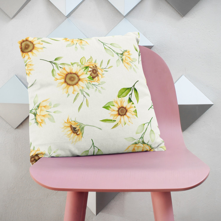 Decorative Microfiber Pillow Falling sunflowers - vintage style flower arrangement cushions 146872 additionalImage 2