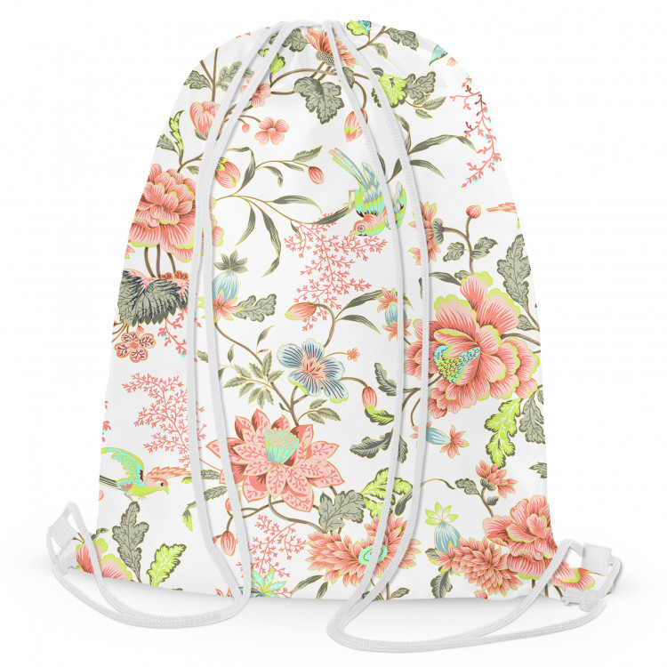Backpack Peach floral arabesque - a colourful composition of flowers 147372