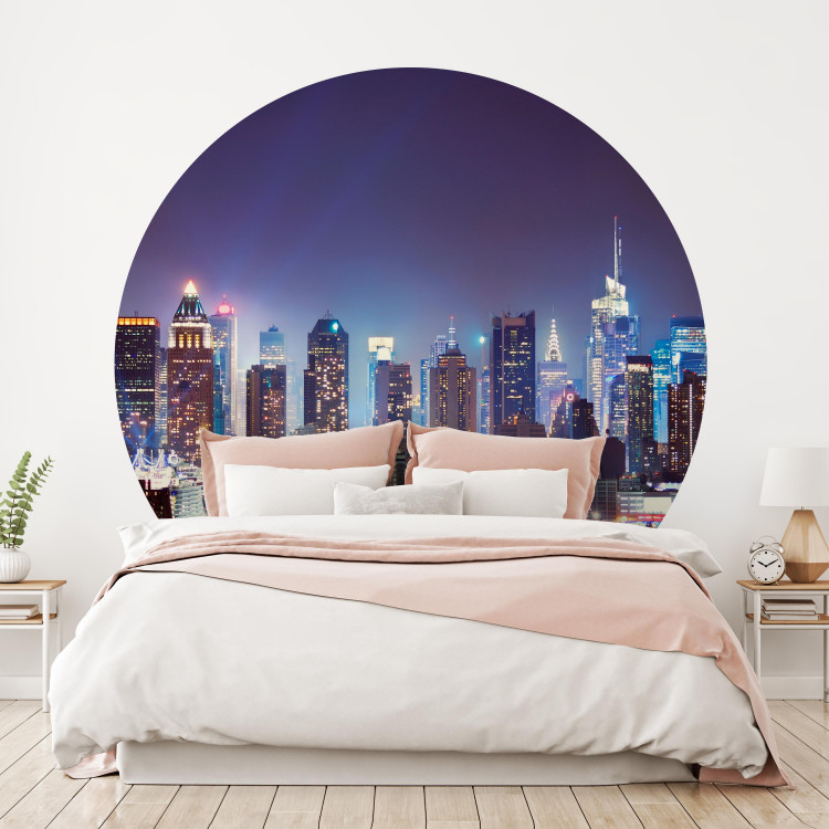 Round wallpaper New York After Dark - Illuminated Panorama of the City From the Port Side 149172