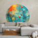 Round wallpaper Bird Gathering - Colorful Birds on a Multicolored Painting Background 151682